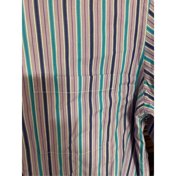 Bugatchi Uomo Extra Large (XL) Lavender and Blue Striped Button Flip Cuff - Picture 4 of 5